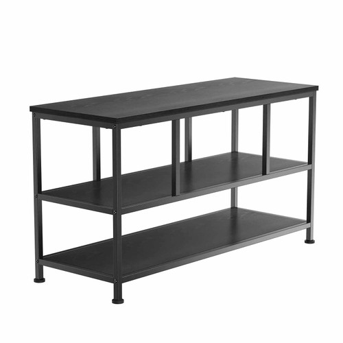 ErgoAV ERTFS5-01BB - Small TV Stand with Black Metal Frame and Black Shelves
