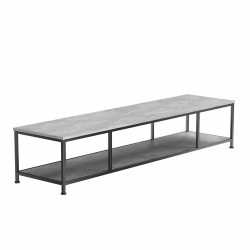 ErgoAV ERTFX5-01BC - Extra Large TV Stand with Black Metal Frame and Concrete Shelves