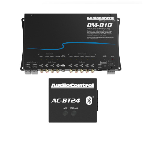 AudioControl DM-810 Premium 8 Input 10 Output DSP Matrix Processor with AudioControl AC-BT24 Bluetooth Streamer & Programmer for AudioControl DSP products featuring the Option Port