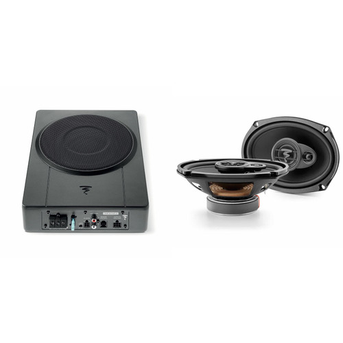 Focal ISUBACTIVE2.1 8” Underseat Amplified Subwoofer, RMS: 130W - MAX: 260W and Focal ACX690 Auditor EVO Series 6" X 9" 3-way Coaxial Kit