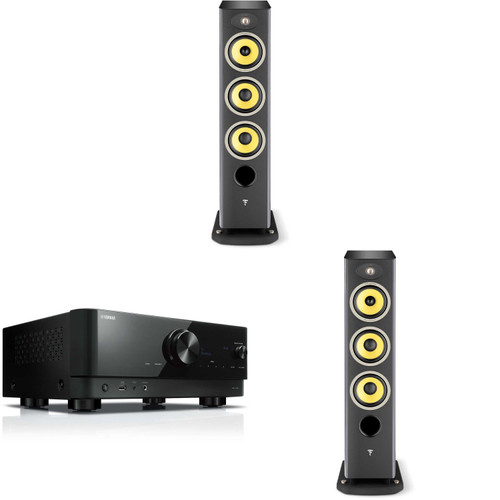 Focal Aria K2 926 Ash Grey (Limited Edition) 3-Way Floorstanding Audiophile Tower Speaker - PAIR, with RX-V4ABL 5.2-Channel AV Receiver with 8K HDMI and MusicCast