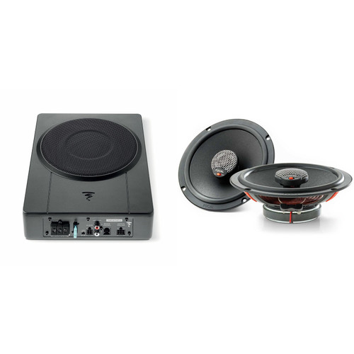 Focal ISUBACTIVE2.1 8” Underseat Amplified Subwoofer, RMS: 130W - MAX: 260W and Focal ICU-165 Integration Series 6.5 Inch Coaxial Speakers (pair), RMS: 70W - MAX: 140W