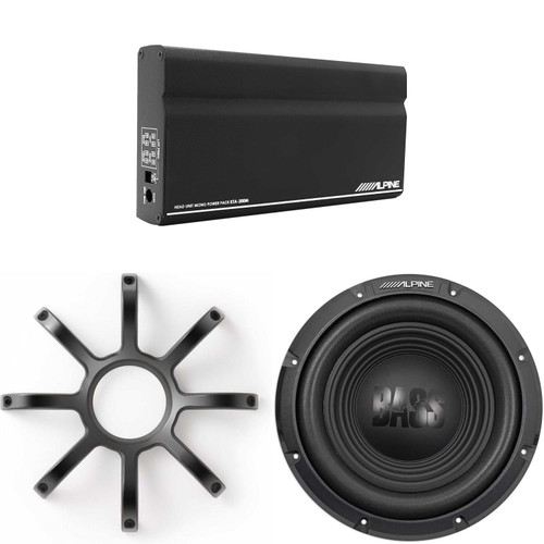 Alpine W10S4 10-Inch Bass Subwoofer w/ KTE-10PG Grill & KTA-200M Mono Power Pack Amplifier with PowerStack Capability Bundle - Used, Open Box
