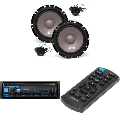 Alpine UTE-73BT, RUE-4360 Remote & SXE-1751S 6 1/2" 2-Way Component Speakers (Pair) Bundle