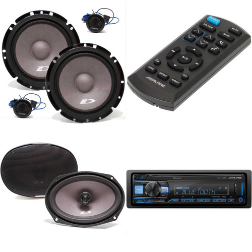 Alpine UTE-73BT, RUE-4360 Remote with A Pair Alpine SXE-1751S 6.5" Component and A Pair SXE-6926S 6x9" Coax Speakers