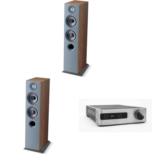 Focal Bundle - Two Focal Chora 816 2.5-way bass reflex floorstanding loudspeaker, Dark Wood & a DS-A101-G - Discovery Amplifier with Wi-Fi