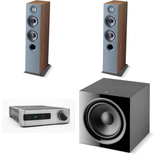 Focal Bundle - Two Focal Chora 816 2.5-way bass reflex floorstanding loudspeaker, Dark Wood, a Focal Sub 600P Black 600 Watt Closed Subwoofer & a DS-A101-G - Discovery Amplifier with Wi-Fi