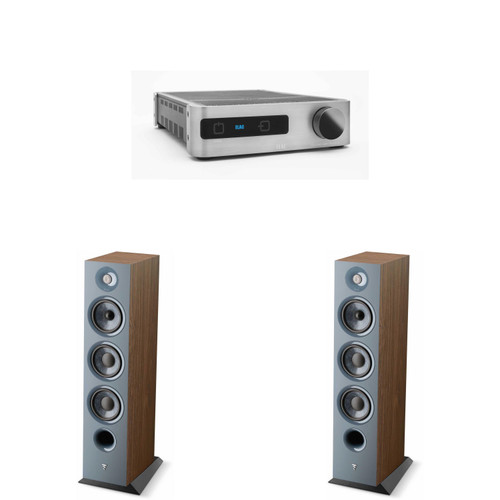 Focal Bundle - Two Focal Chora 826 3-way bass reflex floorstanding loudspeaker, Dark Wood & a DS-A101-G - Discovery Amplifier with Wi-Fi