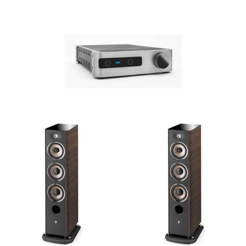 Focal Bundle - Two Focal® JMLARIA926PRVN Aria Noyer 6.5" 3-Way Floor Standing Speakers & a DS-A101-G - Discovery Amplifier with Wi-Fi