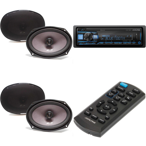Alpine UTE-73BT, RUE-4360 Remote with Two Pairs SXE-6926S 6x9" Coax Speakers - Used, Open Box