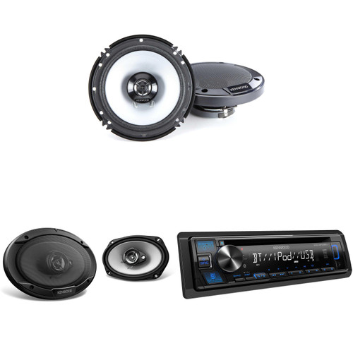 Kenwood KDC-BT282U CD Receiver w/ Bluetooth, 13-Band EQ with 1 Pair of KFC-1666S 6-1/2" 2-way Speaker System and Kenwood KFC-6966S 6x9" 3-Way Speaker System
