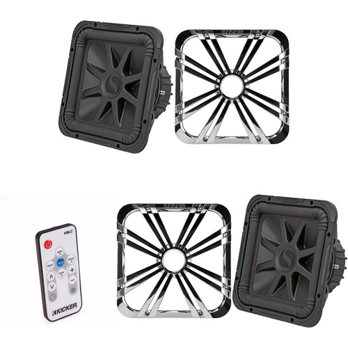 Kicker (2) 45L7R122 L7R 12-Inch (30cm) Subwoofer, Dual Voice Coil, 2-Ohm w/ Chrome LED Grill & Remote Bundle