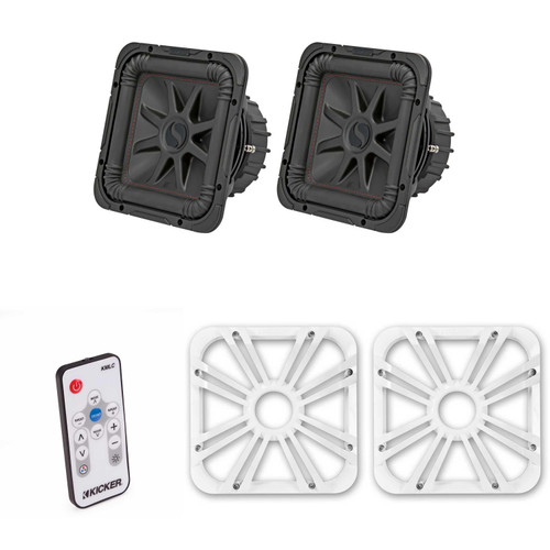 Kicker (2) 45L7R102 L7R 10-Inch (25cm) Subwoofer, Dual Voice Coil, 2-Ohm w/ White LED Grill & Remote Bundle