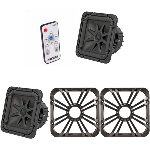 Kicker (2) 45L7R102 L7R 10-Inch (25cm) Subwoofer, Dual Voice Coil, 2-Ohm w/ Charcoal LED Grill & Remote Bundle