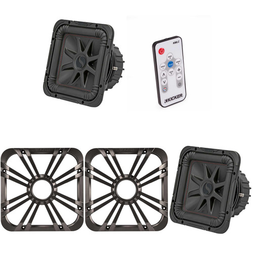 Kicker (2) 45L7R104 L7R 10-Inch (25cm) Subwoofer, Dual Voice Coil, 4-Ohm w/ Charcoal LED Grill & Remote Bundle