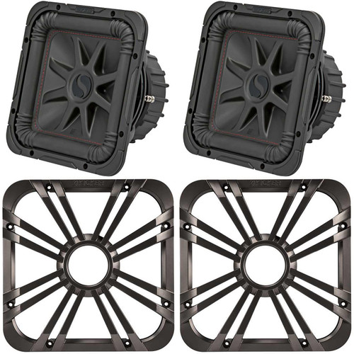 Kicker (2) 45L7R104 L7R 10-Inch (25cm) Subwoofer, Dual Voice Coil, 4-Ohm w/ Charcoal LED Grill Bundle