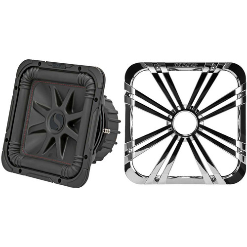 Kicker 45L7R104 L7R 10-Inch (25cm) Subwoofer, Dual Voice Coil, 4-Ohm w/ Chrome LED Grill Bundle