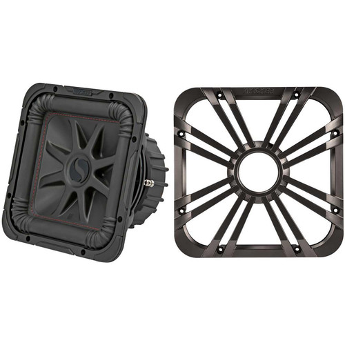 Kicker 45L7R104 L7R 10-Inch (25cm) Subwoofer, Dual Voice Coil, 4-Ohm w/ Charcoal LED Grill Bundle