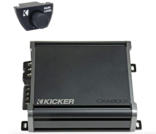 Kicker 46CXA8001T CXA8001 - 800-Watt Mono Class D Subwoofer Amp w/ Bass Knob Bundle