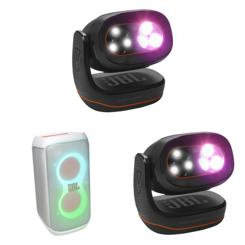 JBL PartyBox 120 White with 2-JBL PartyLight Beam Wireless Party Light