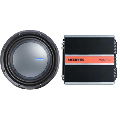 Memphis Audio M71012 M7 Series 10" component subwoofer with selectable 1- or 2-ohm impedance with MJP750.1 Monoblock Subwoofer Amplifier - 750 Watts RMS x 1 at 1-Ohm