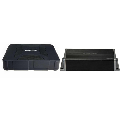 Kicker 47KEY2004 4-Channel DSP Smart Amplifier, 4x50W w/ 51HS8 Hideaway Compact Powered Subwoofer Enclosure with 8-Inch Subwoofer HS8 Bundle
