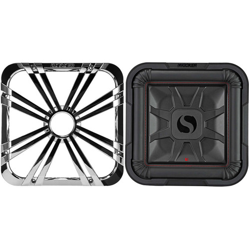 Kicker 46L7T122 L7T L7-Thin 12-Inch (30cm) Subwoofer, Dual Voice Coil, 2-Ohm, 600 Watt w/ Chrome LED Grill Bundle