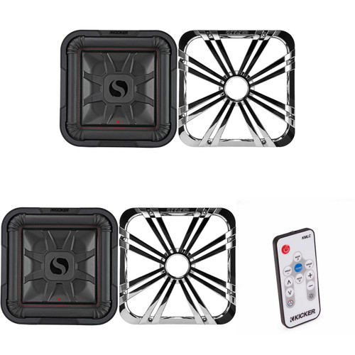 Kicker (2) 46L7T124 L7T L7-Thin 12-Inch (30cm) Subwoofer, Dual Voice Coil, 4-Ohm, 600 Watt w/ Chrome LED Grill & Remote Bundle