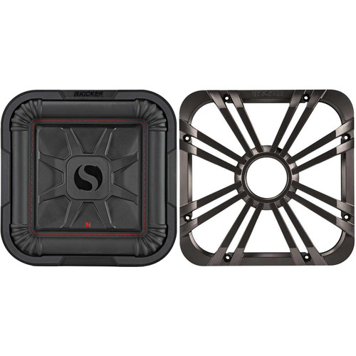 Kicker 46L7T104 L7T L7-Thin 10-Inch (25cm) Subwoofer, Dual Voice Coil, 4-Ohm, 500 Watt w/ Charcoal LED Grill Bundle