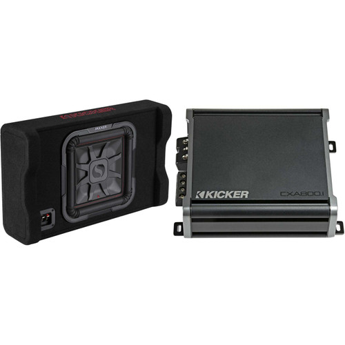 Kicker 49L7TDF122 Down-Firing 12" L7T 2-Ohm Subwoofer Enclosure & CX800.1 Mono Amplifier Bundle
