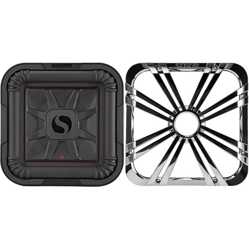 Kicker 46L7T104 L7T L7-Thin 10-Inch (25cm) Subwoofer, Dual Voice Coil, 4-Ohm, 500 Watt w/ Chrome LED Grill Bundle