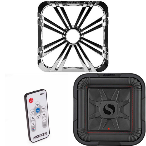 Kicker 46L7T102 L7T L7-Thin 10-Inch (25cm) Subwoofer, Dual Voice Coil, 2-Ohm, 500 Watt w/ Chrome  LED Grill & Remote Bundle