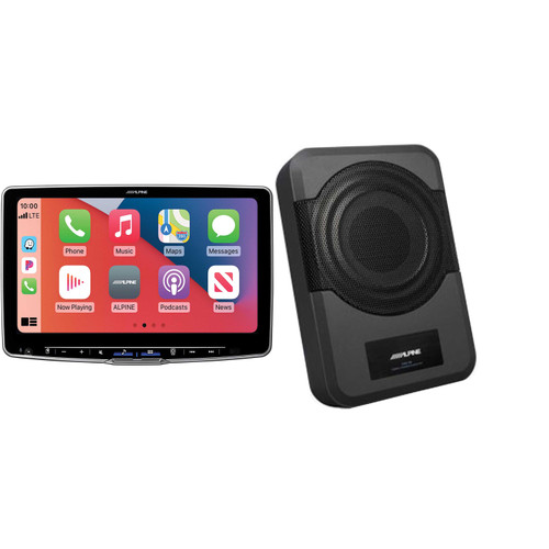 Alpine Halo11 Digital Multimedia Receiver with 11-inch HD Display w/ PWE-S8 Powered 8inch Woofer Bundle