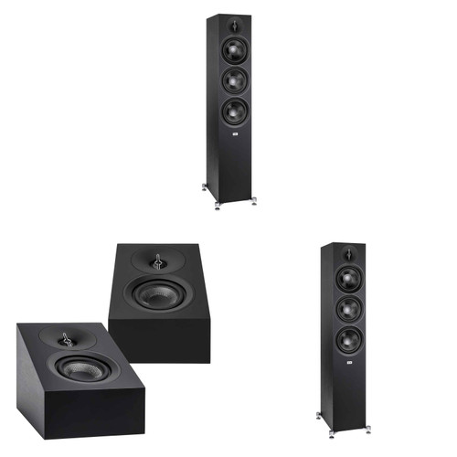 Elac DF63-BK - Debut 3.0 6.5" Floor Speaker - Black (Pair), and ELAC DA43-BK Debut 3.0 - DA43-BK Atmos / On Wall speaker