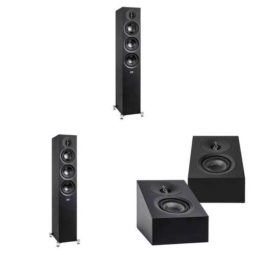 Elac DF53-BK - Debut 3.0 5.25" Floor Speaker - Black (Pair), and ELAC DA43-BK Debut 3.0 - DA43-BK Atmos / On Wall speaker