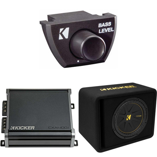 Kicker 12 Inch Comp Bass Package 50VCWC122 with CXA4001, Bass Knob Bundle