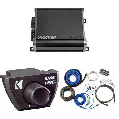 Kicker 46CXA4001 CXA4001 - 400-Watt Mono Class D Subwoofer Amp With Bass Knob, CK8 Amp Kit Bundle