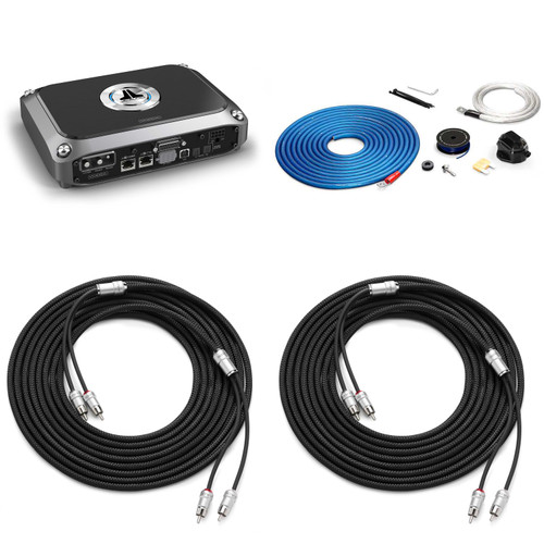 JL Audio VX400/4i 4 Ch. Class D Full-Range Amplifier with Integrated DSP, 400 W, & Install Kit (RCA) Bundle