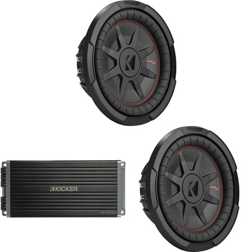 Kicker (2) 48CWRT102 CompRT 10" Subwoofer, DVC, 2-ohm w/ 47Key5001 Amp Bundle