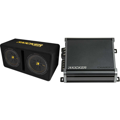 Kicker Dual 12 Inch Comp Bass Package 50DCWC122 with CXA8001 Bundle