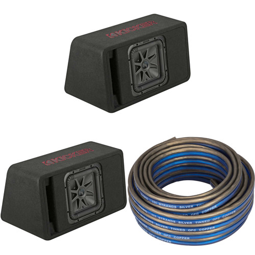 Kicker (2) 45VL7R102 Single 10" L7R Loaded Vented Enclosure - 500 Watts RMS w/ Speaker Wire Bundle
