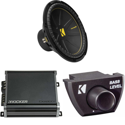 Kicker 50CWCD154 CompC 15" Subwoofer, Dual 4-Ohm with CXA8001 Amp Bundle ( Includes Bass Knob )