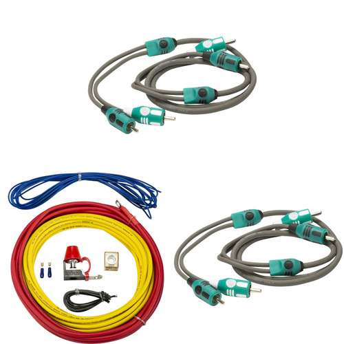 Kicker 47KMPK8 Marine 8awg Amp Power Kit & (2) 47KMI1 1 Meter RCA Cable