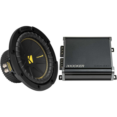 Kicker 50CWCS84 CompC 8" Subwoofer, Single 4-Ohm with CXA4001 Amp Bundle