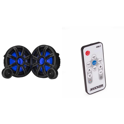 Kicker 51MSS84 - MSS 8-Inch Premium Marine 4-Ohm LED Component System, Pair w/ 41KMLC LED Remote