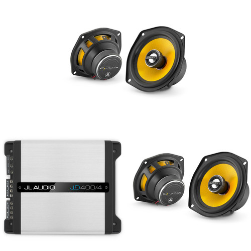 JL Audio JD400/4 4 Ch. Class D Full-Range Amp w/ C1 (2) 5.25" Audio Upgrade Bundle