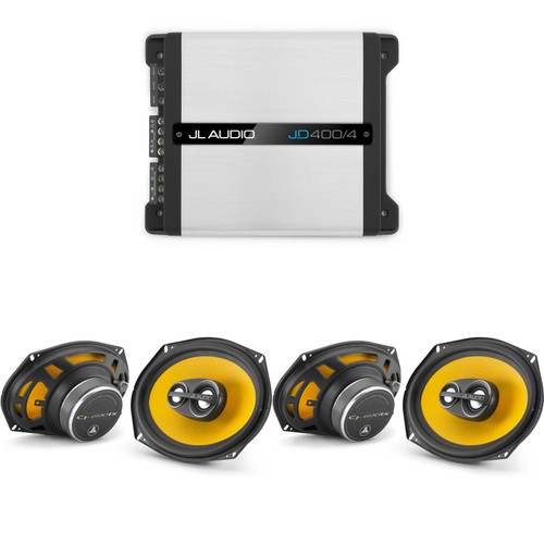 JL Audio JD400/4 4 Ch. Class D Full-Range Amp w/ C1 (2) 6x9" 3-way Audio Upgrade Bundle