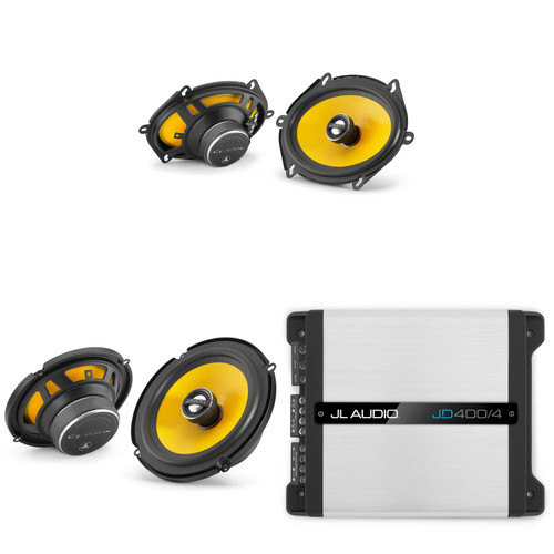 JL Audio JD400/4 4 Ch. Class D Full-Range Amp w/ C1 5x7" & 6.5" Audio Upgrade Bundle