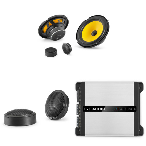 JL Audio JD400/4 4 Ch. Class D Full-Range Amp w/ C1 6.5" Comp. Set & 1" Tweeter Audio Upgrade Bundle