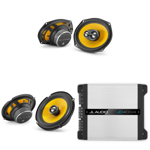JL Audio JD400/4 4 Ch. Class D Full-Range Amp w/ C1 6.5" & 6x9" 3-way Audio Upgrade Bundle